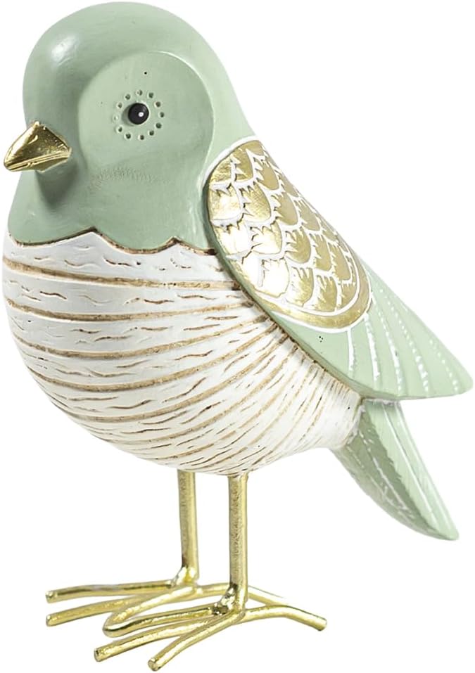 Elegant & Gold Bird Resin Statue / Green