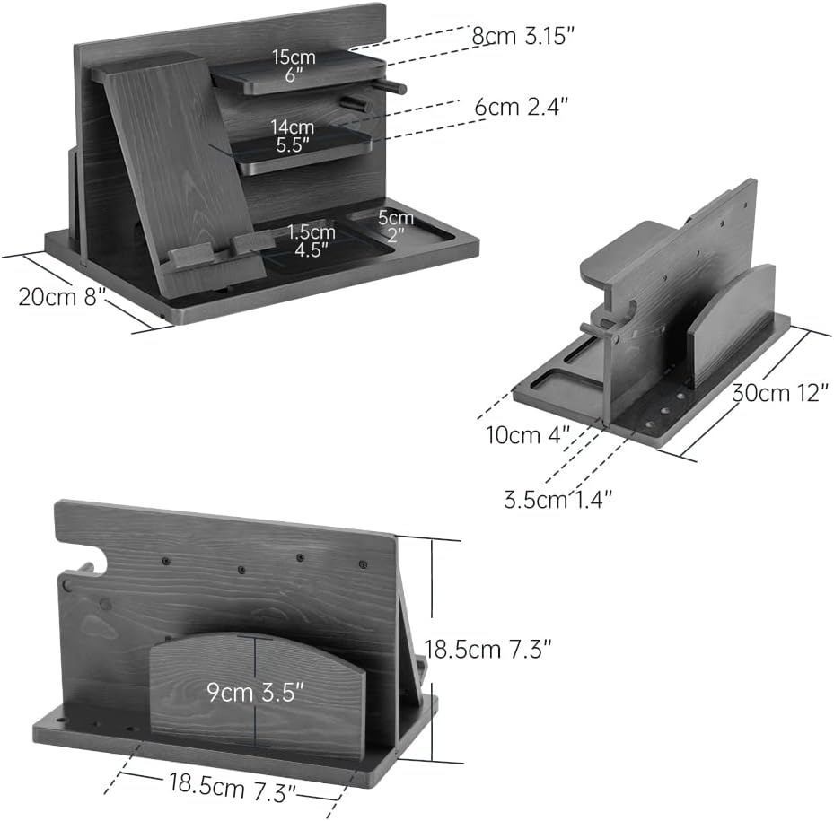 Gifts for Men Bedside Organiser Wood Phone Docking Station Dad Birthday Gifts for Him Nightstand Key Wallet Watch Stand