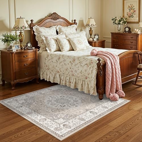 Washable 5x5 Square Area Rugs: Indoor Non-Slip Entryway Kitchen Rugs Oriental Stain-Resistant Bathroom Laundry Floor