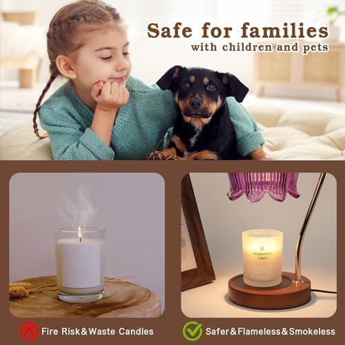 Purple Candle Warmer Lamp with Timer, Electric Candle Warmer, Women Birthday Christmas Gift, Flower Wax Warmer for