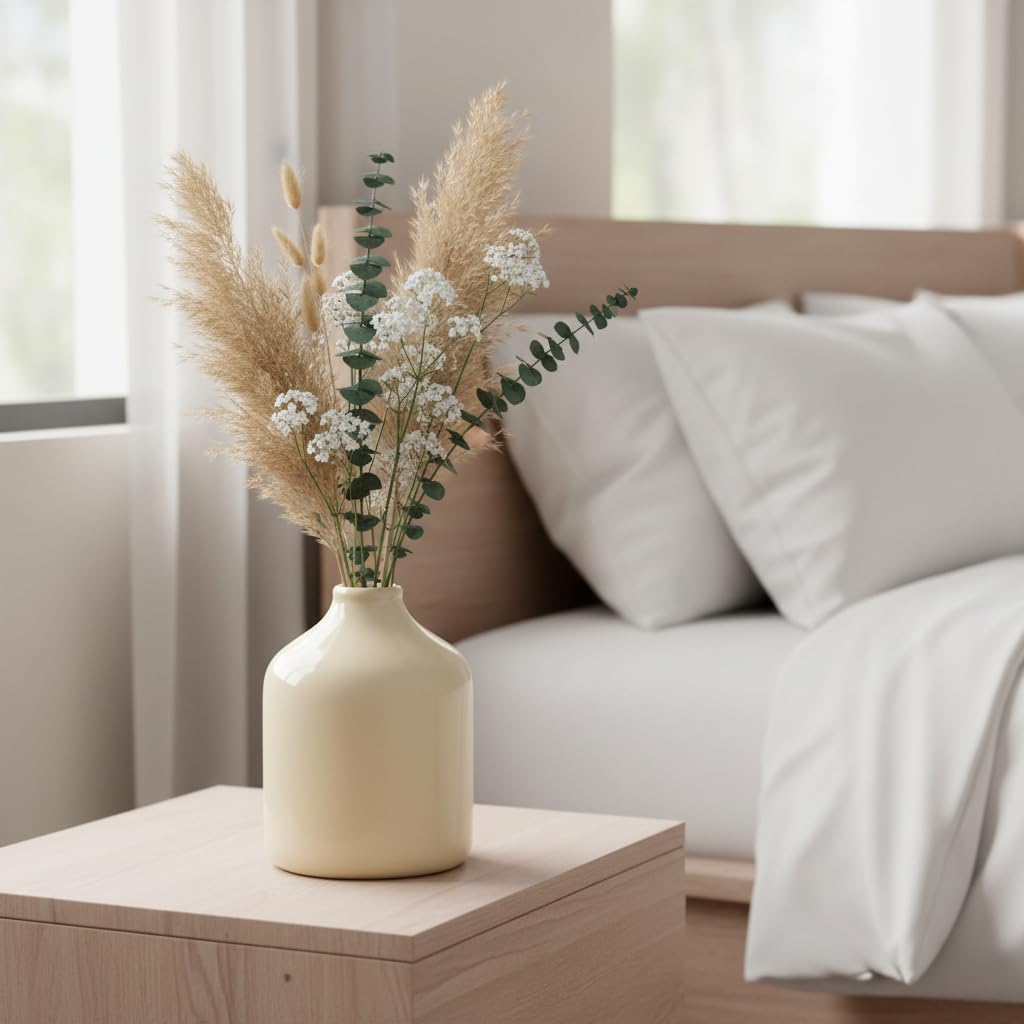 Modern Vase for Pampas Grass / Beige / 5 Inch