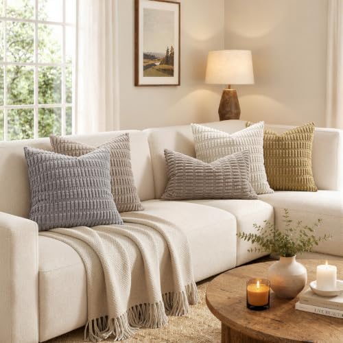 MIULEE Euro Sham Decorative Throw Pillow Covers 26x26 Light Brown Pack of 2