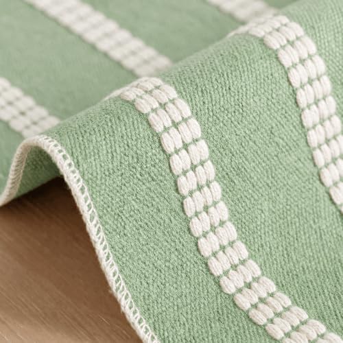 Artoid Mode Sage Green Farmhouse Dashed Stripe Table Runner, Seasonal Holiday Spring Boho Rustic Kitchen Dining Table Decoration for Home Party Decor 12x36 Inch