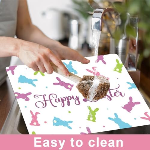 Easter Placemats Set of 6 Rabbit Eggs Plastic Table Mat 17×13×0.04in