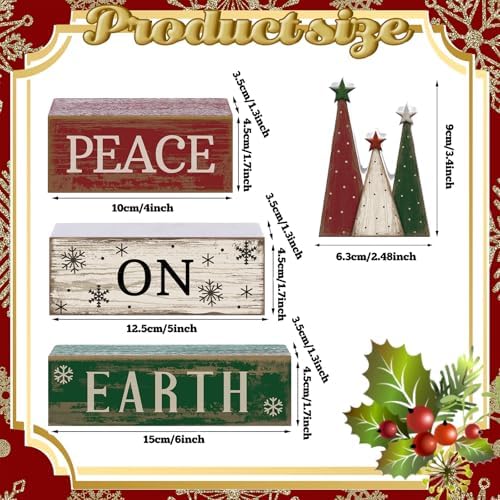 Lineshading 4 Pcs Christmas Table Decoration Wooden Christmas Tree Signs