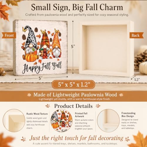 Fall Decorations for Home Gnome Pumpkin Wood Sign Fall Decor