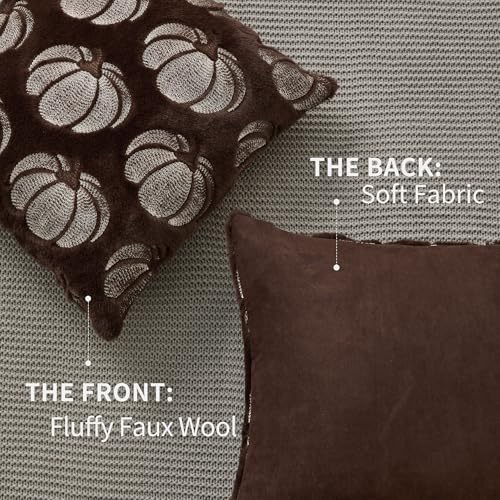 DFXSZ Fall Pillow Covers 20x20 Brown Pumpkin Plush Autumn Home Decor 093E20
