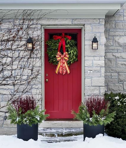 Estivaux Large Christmas Bows for Wreath, Red Green Velvet Xmas Wreath Bow Bows Winter Holiday Tree Topper Bow for Front Door Christmas Party Decorations