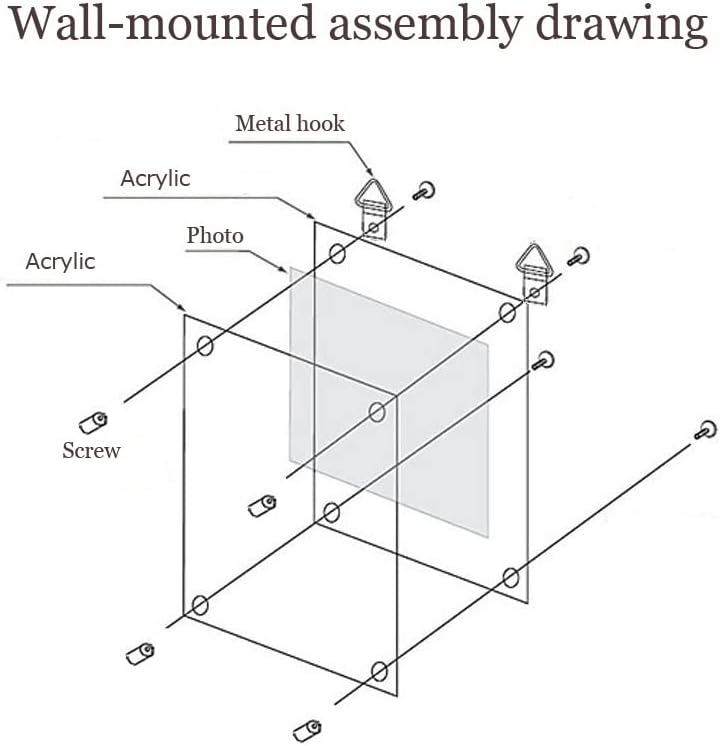 BFRed Acrylic Photo Frame Brackets Or Hanging Picture Frames,File Certificate Wall Mount Floating and Desktop Photo