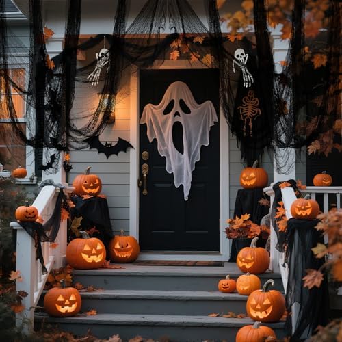 8 Pack Black Halloween Gauze Creepy Cloth Fabric Tapestry Decor,72 x 30 inch Indoor Outdoor Spooky Halloween Decorations for Home Wall Party Table Yard Haunted House