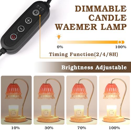 Funistree Flower Candle Warmer Lamp with Timer, Dimmable Candle Lamp Warmer, Christmas Birthday Gifts for Women Mom