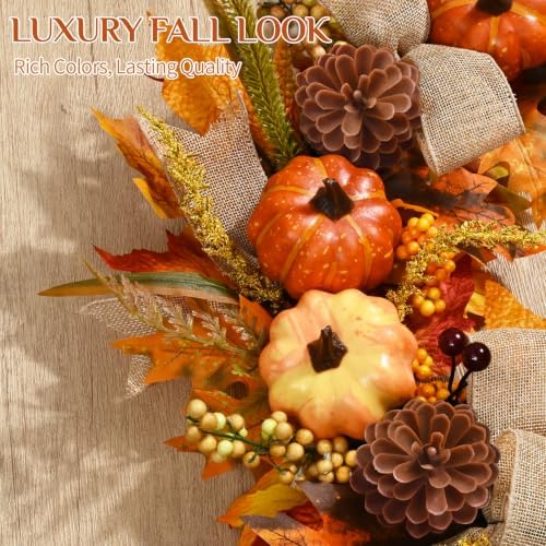 Fall Wreaths for Front Door Outside, 2 Pack Fall Door Wreath, 20 Inch