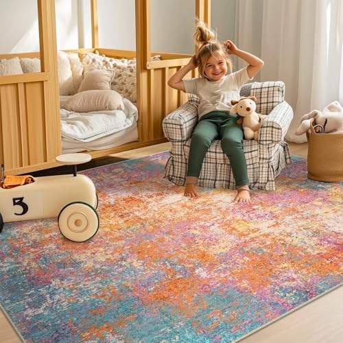 RELEANY Washable 6'x9' Abstract Area Rug for Living Room Starlight
