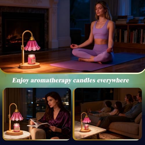Flower Candle Warmer Lamp with Timer & 4-Level Dimmer, Adjustable Height