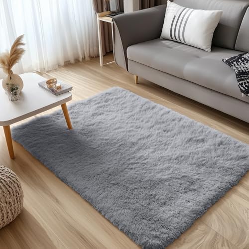 OLANLY 3x6 Machine Washable Runner Rugs for Hallway, Soft Fluffy Shaggy Bedside Rugs for Bedroom, Living Room, Indoor