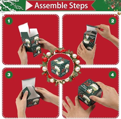 ONESING DIY 2026 Christmas Advent Calendar Boxes - 24 Days Countdown Calendar Gift for Adults and Kids Christmas Colorful Cardboard Number Boxes Make & Fill Your Own Advent Calendar Boxes-24 Pcs