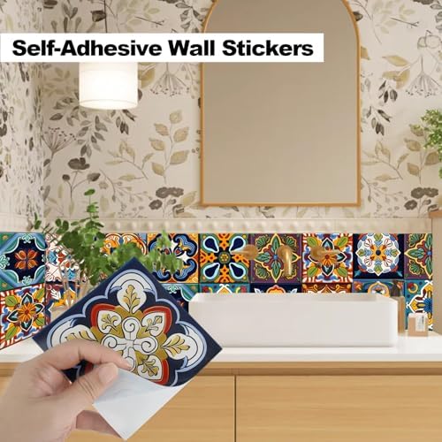 Kitchen Wall Decals Stick on Tile Adhesive Stickers / Style-c / Set of 48