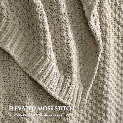 EVERGRACEHOME Chunky Chenille Knit Throw Blanket, 60 x 80, Warm Gray