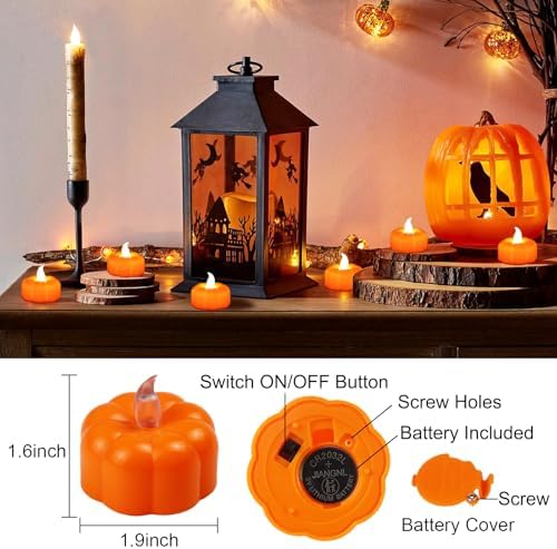 CESOF 12 Pack Fall Decorations for Home Pumpkin Tea Lights Halloween Decor