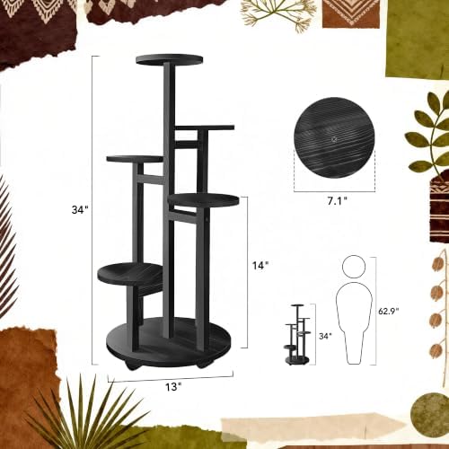 GEEBOBO 5 Tiered Tall Plant Stand for Indoor