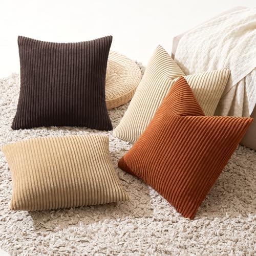 MIULEE Fall Decorative Throw Pillow Covers Chocolate Brown Rust 18x18