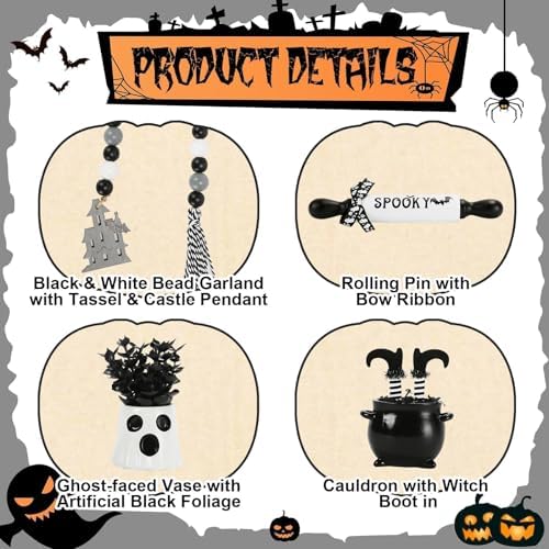 Halloween Decorations for Home Office 8PCS Farmhouse Tiered Tray Decor