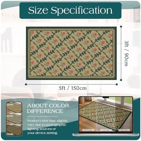 3x5 Entryway Rug, Small Washable Indoor Outdoor Mats for Front Door