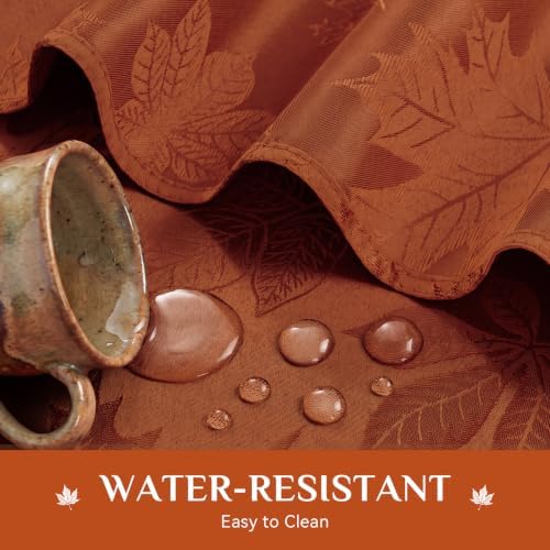 Softalker Fall Jacquard Rectangle Tablecloth, 60 x 84 Inch Rust