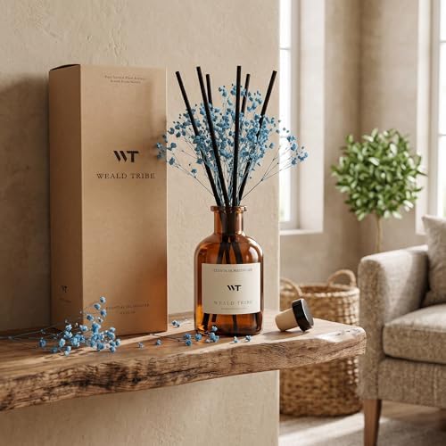 WEALD TRIBE Flower Reed Diffuser Set Cashmere Vanilla Scent for Bathroom Air Fresheners | 4.0 fl oz Fragrance Oils with