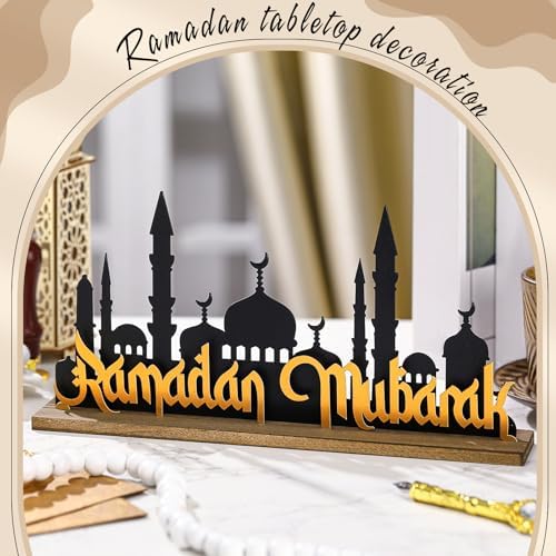 DoubleFill Ramadan Mubarak Decorations for Home Office, Table Metal Sign
