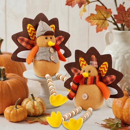 winemana 2 Pack Thanksgiving Decorations Stuffed Turkeys