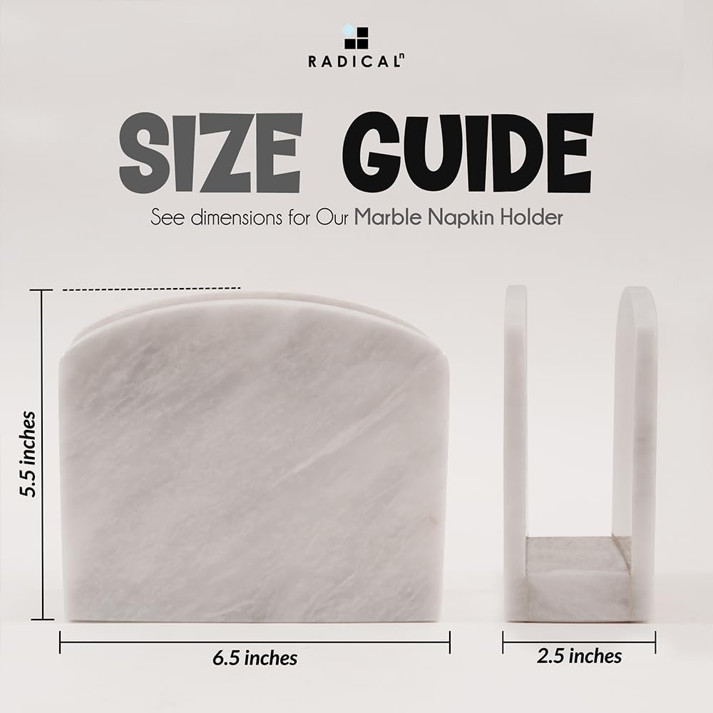 Marble Napkin Holder 5.5" Handmade Dining Table Napkins Holder / White