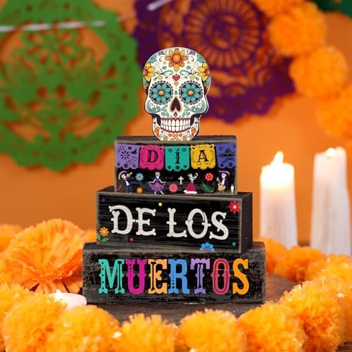 Lineshading 4 Pcs Day Of The Dead Table Decorations Sugar Skull Decor