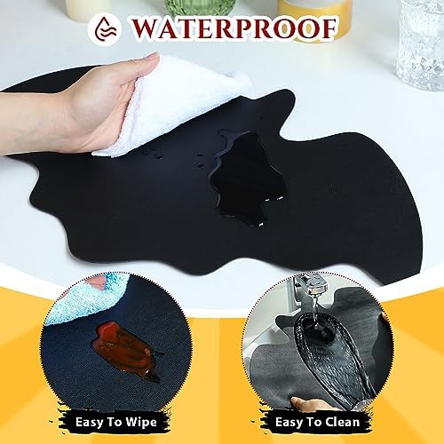 Remerry Set of 6 Halloween Bat Placemats Leather,Bat,Black