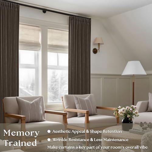 Dark Chocolate 80 Inch Pinch Pleated Semi Sheer Linen Curtains 2 Panels
