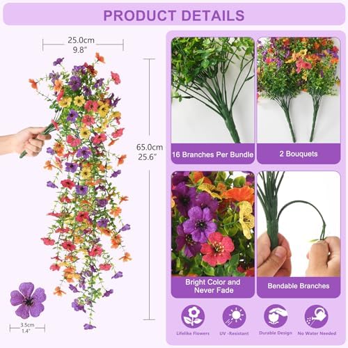 Hommyea Artificial Fake Fall Flowers Plants for Outdoors Mums Home Decor