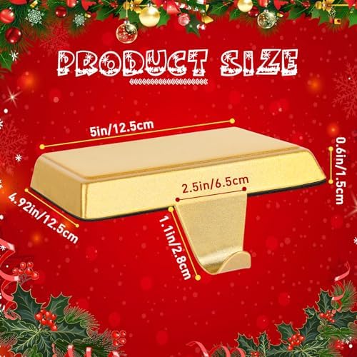 Homjoy 4 Pack Metal Christmas Stocking Holders for Mantle Heavy Duty Stocking Hangers Stocking Hook Christmas Ornaments for Counter Tables Window Fireplace Mantle Decoration (Gold)
