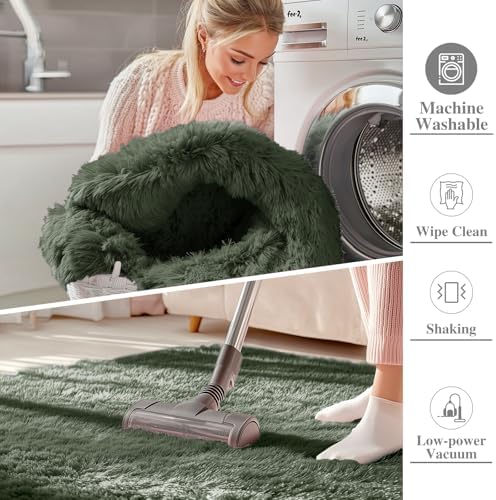 OLANLY 2x8 Machine Washable Runner Rugs for Hallway, Soft Fluffy Shaggy Bedside Rugs for Bedroom, Living Room, Indoor