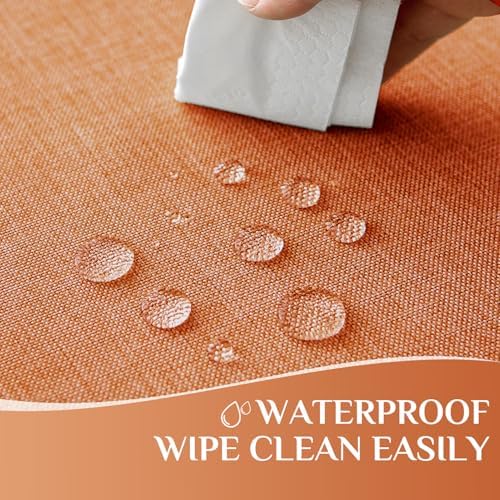 Softalker Extra Lang Table Cloth for 6/8 Foot Rectangle Table 60x120 inch Orang Faux Linen Tablecloth Outdoor Waterproof Stain and Wrinkle Resistant Table Cover for Fall Garden Party Decor Tabletop
