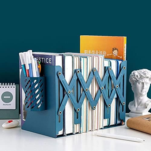 Adjustable Bookends Metal Book Ends for Heavy Book Holder Heavy Duty Bookends Nonskid / Blue