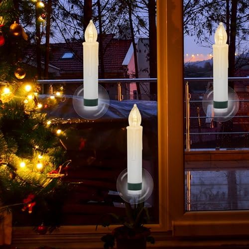 Wondise 30pcs Christmas Flameless Taper Candle Christmas Tree Lights