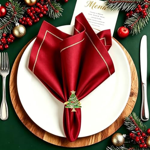 Christmas Tree Napkin Rings Set of 6 for New Year Dinner Decor