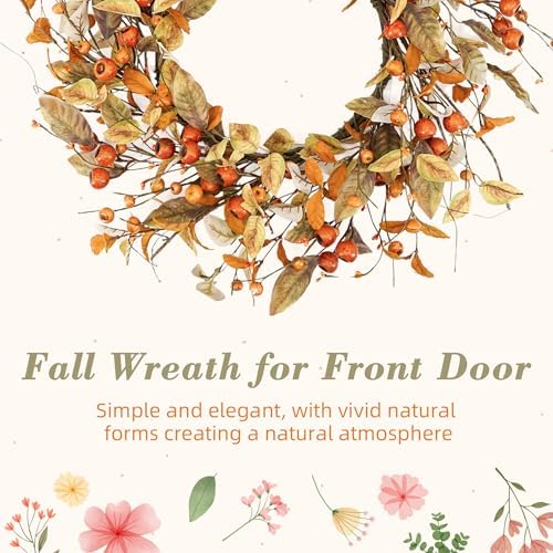 YNYLCHMX 20" Fall Wreath for Front Door, Eucalyptus and Berry Decor