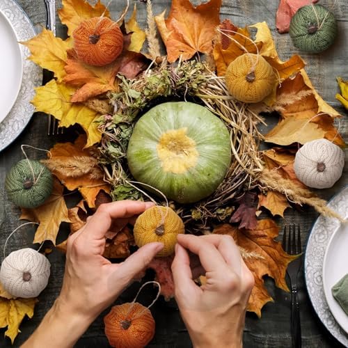 Knitgrip 12 Pcs Fall Pumpkin Hanging Ornaments Mini Tree Decor, Autumn