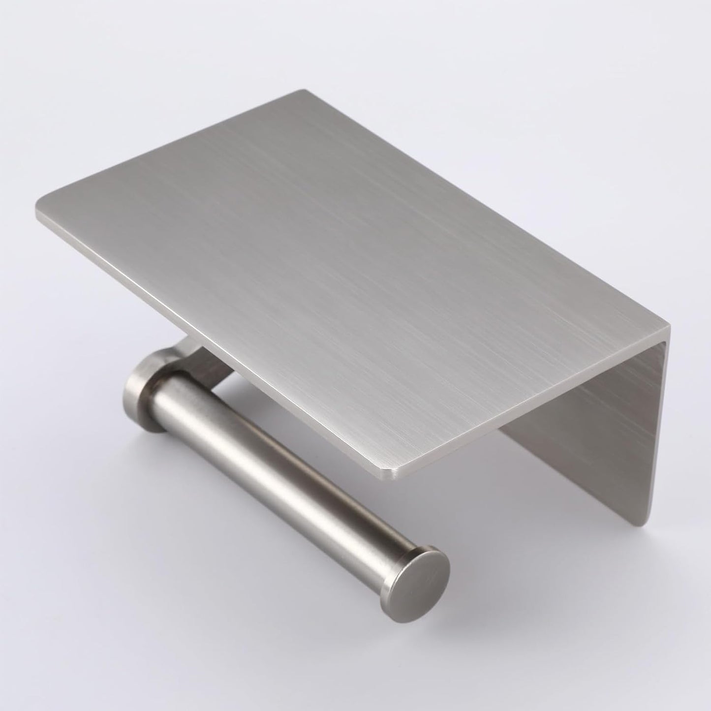 Toilet Paper Holder with Shelf, Adhesive or Screw Wall Mount Toilet Roll Holder for Bathroom, Rustproof Solid Aluminum