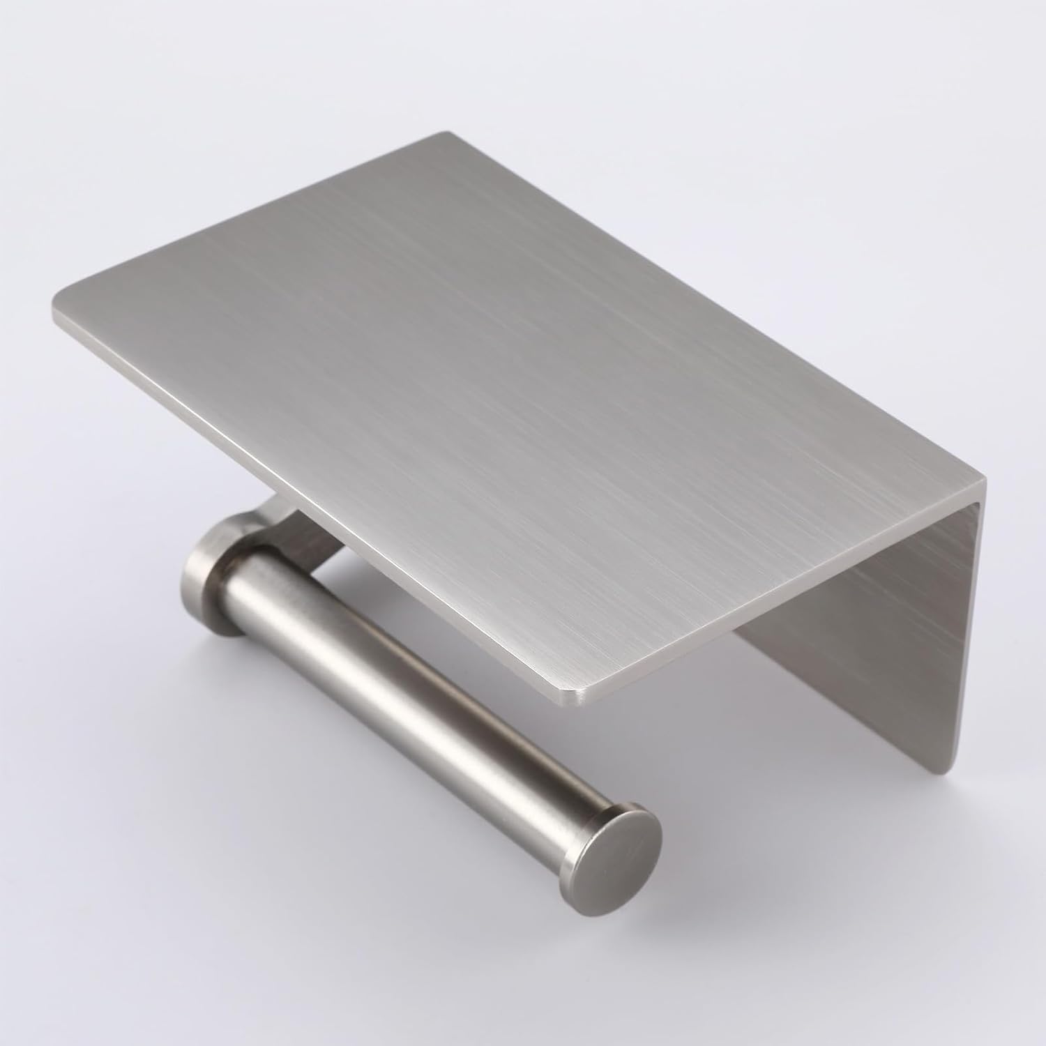Toilet Paper Holder with Shelf, Adhesive or Screw Wall Mount Toilet Roll Holder for Bathroom, Rustproof Solid Aluminum