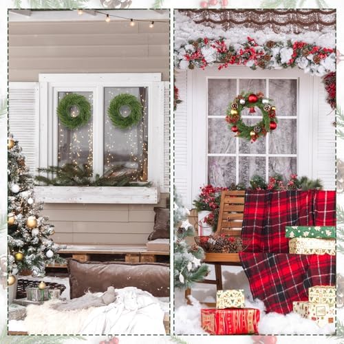 Zeyune 4 Pcs 14" Christmas DIY Green Wreath Artificial Wreath Cypress Style