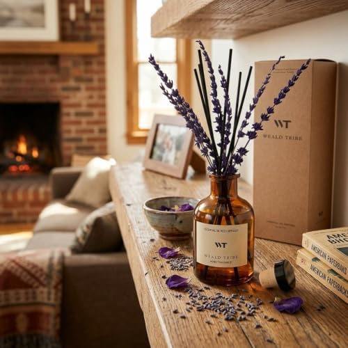 WEALD TRIBE Pure Lavender Reed Diffuser Set Bathroom Air Fresheners Decor