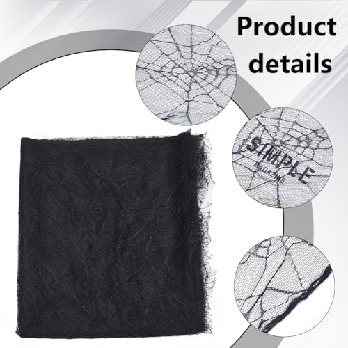 PH PandaHall 70x62 Inch Halloween Spider Web Lace Fabric, Black Lace Web Embroidered Sewing Fabrics Tablecloth Fabrics Lace for DIY Dress Party Overlay Wedding Headwear Curtain Home Decor