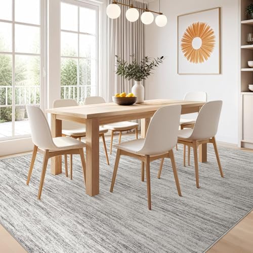 Nakagishi 9x12 Area Rugs Living Room: Washable Large Vintage Rug Neutral Non-Slip Soft Stain Resistant Indoor Carpet